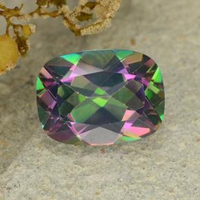 Quartz mystique Multicolore naturelle Coupe coussin, 1.53 ct, VS-SI