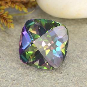 Quartz mystique Multicolore naturelle Coupe coussin, 2.43 ct, VS-SI
