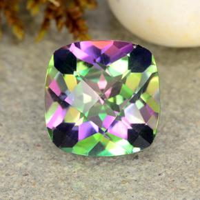 Quartz mystique multicolore naturelle coupe coussin, 2,02 ct, VVS-VS