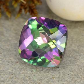Quartz mystique multicolore naturelle coupe coussin, 2,02 ct, VVS-VS