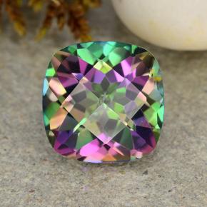 Quartz mystique multicolore naturelle coupe coussin, 2,09 ct, VVS-VS