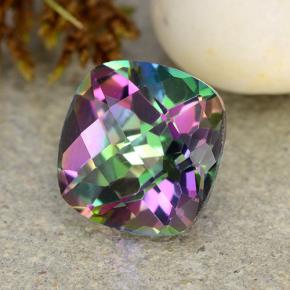 Quartz mystique multicolore naturelle coupe coussin, 2,09 ct, VVS-VS