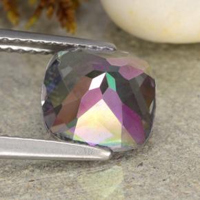 Quartz mystique multicolore naturelle coupe coussin, 2,09 ct, VVS-VS