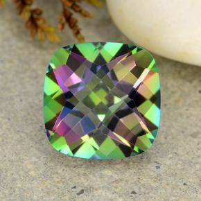 Quartz mystique multicolore naturelle coupe coussin, 2,02 ct, VVS-VS