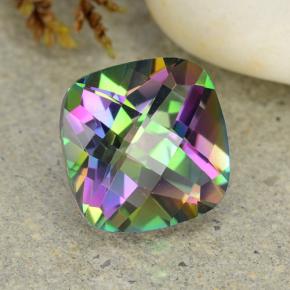 Quartz mystique multicolore naturelle coupe coussin, 2,02 ct, VVS-VS