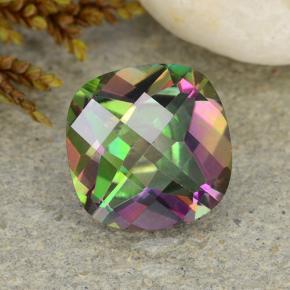 Quartz mystique multicolore naturelle coupe coussin, 2,33 ct, VS-SI