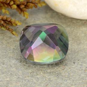 Quartz mystique multicolore naturelle coupe coussin, 2,33 ct, VS-SI
