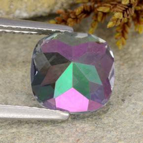 Quartz mystique multicolore naturelle coupe coussin, 2,05 ct, VS