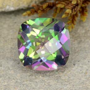 Quartz mystique multicolore naturelle coupe coussin, 1,96 ct, VS