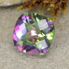 Quartz mystique multicolore naturelle coupe coussin, 1,96 ct, VS