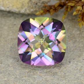 Quartz mystique multicolore naturelle coupe coussin, 1,83 ct, VS
