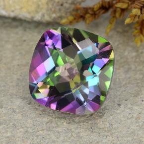 Quartz mystique multicolore naturelle coupe coussin, 1,83 ct, VS