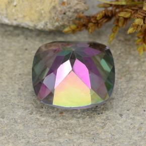 Quartz mystique multicolore naturelle coupe coussin, 1,83 ct, VS