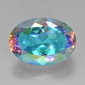 Quartz mystique multicolore naturelle coupe ovale, 7,23 ct, VVS-VS