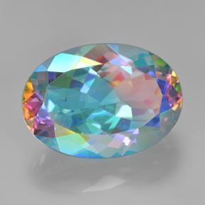 Quartz mystique multicolore naturelle coupe ovale, 7,23 ct, VVS-VS