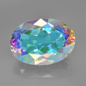 Quartz mystique multicolore naturelle coupe ovale, 7,50 ct, VVS-VS