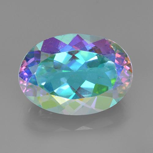 Quartz mystique Multicolore naturelle Coupe ovale, 7.37 ct, VVS-VS