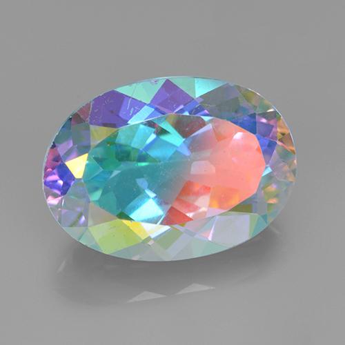 Quartz mystique Multicolore naturelle Coupe ovale, 7.37 ct, VVS-VS