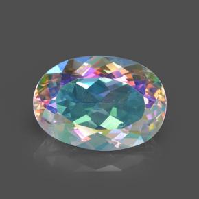 Quartz mystique Multicolore naturelle Coupe ovale, 7.30 ct, VVS-VS