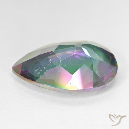 Quartz mystique Multicolore naturelle En forme de poire, 11.44 ct, VVS-VS