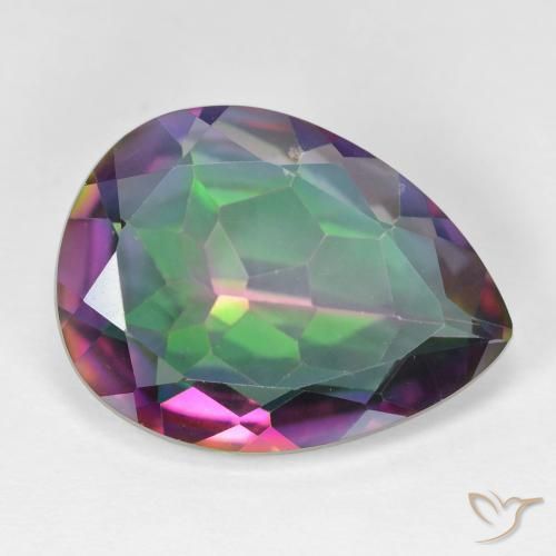 Quartz mystique Multicolore naturelle En forme de poire, 11.39 ct, VVS-VS
