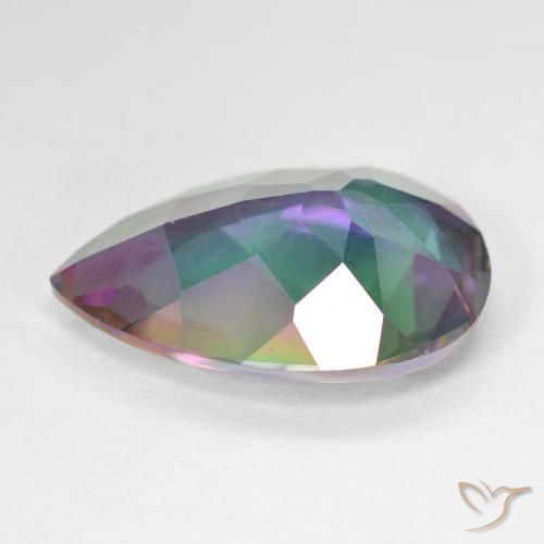 Quartz mystique multicolore naturelle en forme de poire, 11,31 ct, VVS-VS