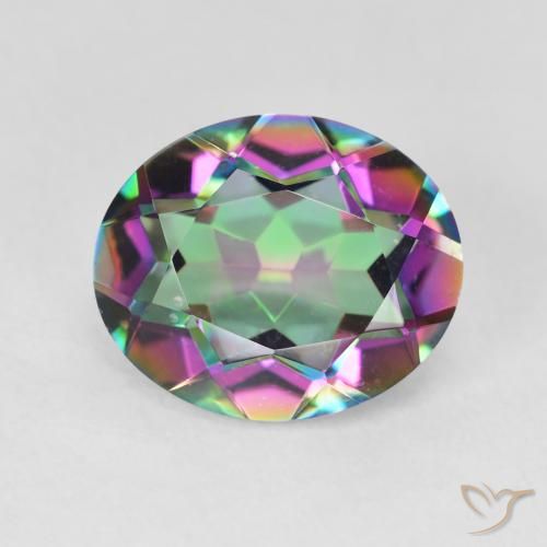 Quartz mystique multicolore naturelle coupe ovale, 4,10 ct, VVS