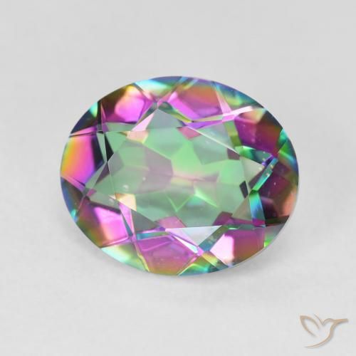 Quartz mystique multicolore naturelle coupe ovale, 4,10 ct, VVS