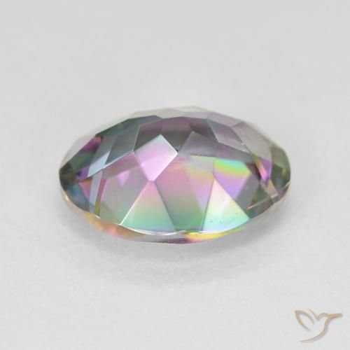 Quartz mystique multicolore naturelle coupe ovale, 4,10 ct, VVS
