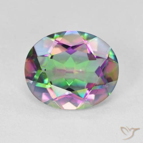 Quartz mystique Multicolore naturelle Coupe ovale, 4.23 ct, VVS