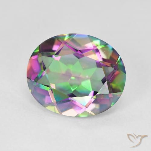 Quartz mystique Multicolore naturelle Coupe ovale, 4.23 ct, VVS