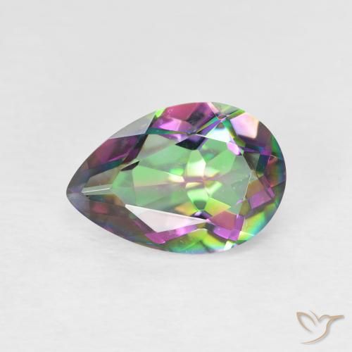 1.76ct Naturel Multicolore Quartz mystique, En forme de poire, VVS-VS