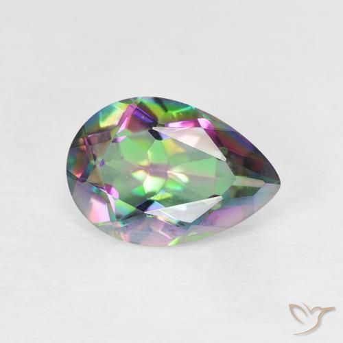 Quartz mystique Multicolore naturelle En forme de poire, 1.76 ct, VVS-VS
