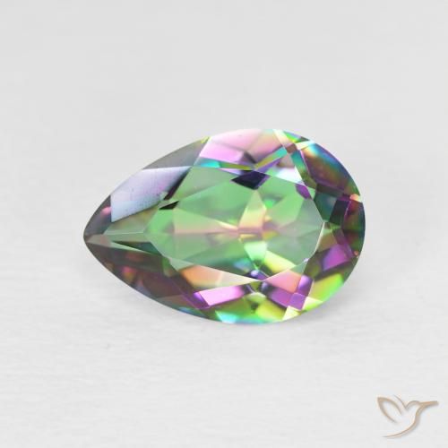 Quartz mystique Multicolore naturelle En forme de poire, 1.86 ct, VVS-VS