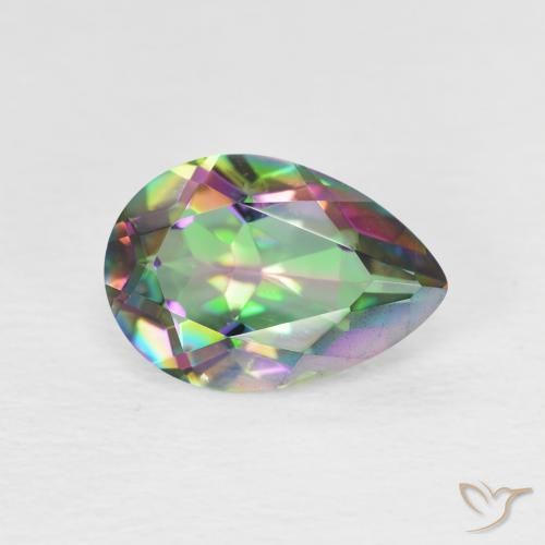 Quartz mystique Multicolore naturelle En forme de poire, 1.86 ct, VVS-VS