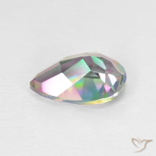 Quartz mystique Multicolore naturelle En forme de poire, 1.86 ct, VVS-VS