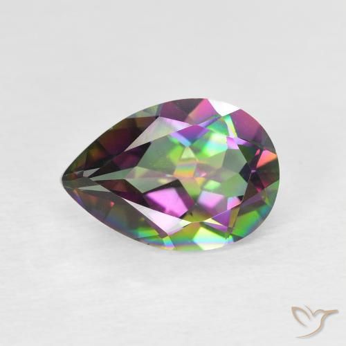 Quartz mystique Multicolore naturelle En forme de poire, 1.78 ct, VVS-VS