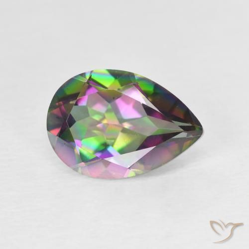 Quartz mystique Multicolore naturelle En forme de poire, 1.78 ct, VVS-VS
