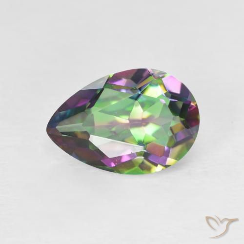 1.98ct Naturel Multicolore Quartz mystique, En forme de poire, VVS-VS