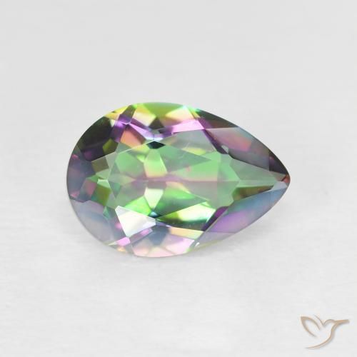 Quartz mystique Multicolore naturelle En forme de poire, 1.98 ct, VVS-VS