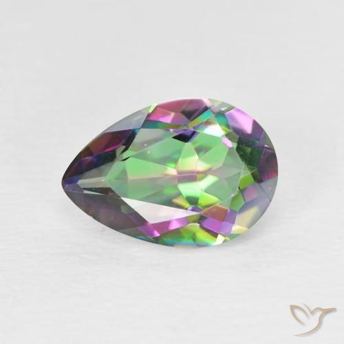 Quartz mystique Multicolore naturelle En forme de poire, 1.88 ct, VVS-VS