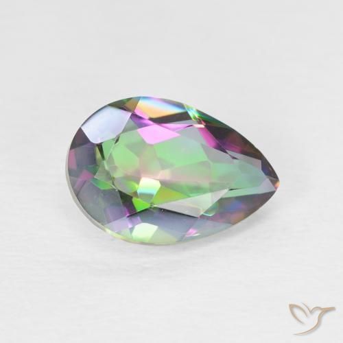 Quartz mystique Multicolore naturelle En forme de poire, 1.88 ct, VVS-VS