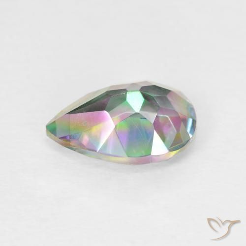 Quartz mystique Multicolore naturelle En forme de poire, 1.67 ct, VVS-VS