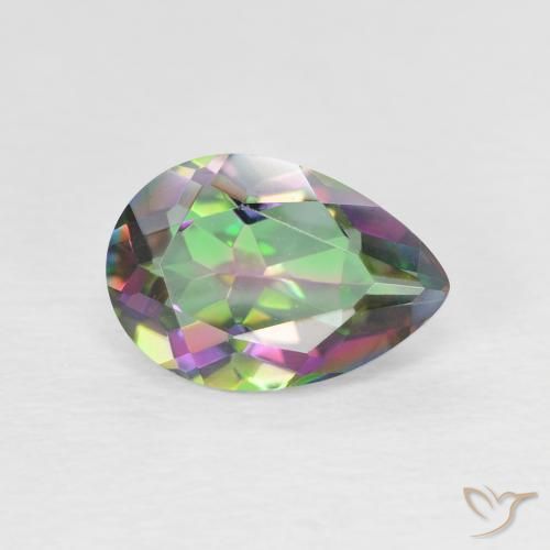 Quartz mystique Multicolore naturelle En forme de poire, 1.94 ct, VVS-VS