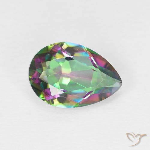 Quartz mystique Multicolore naturelle En forme de poire, 1.93 ct, VVS-VS