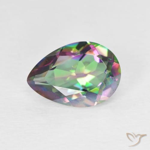 Quartz mystique Multicolore naturelle En forme de poire, 1.92 ct, VVS-VS