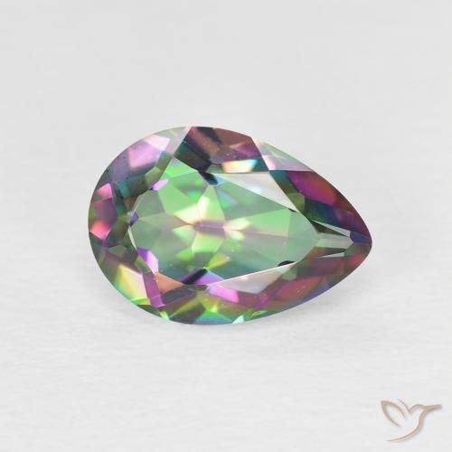 Quartz mystique Multicolore naturelle En forme de poire, 1.92 ct, VVS-VS