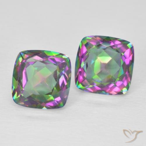 Achetez naturel 3.22ct Multicolore Quartz mystique gems, Coupe coussin, En provenance Brésil chez GemSelect. En stock, livraison internationale!