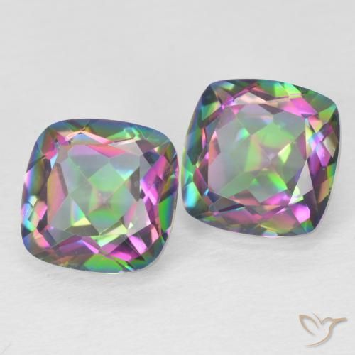 Achetez naturel 4.33ct Multicolore Quartz mystique gems, Coupe coussin, En provenance Brésil chez GemSelect. En stock, livraison internationale!