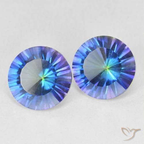 Achetez naturel 3.44ct Bleu multicolore Quartz mystique gems, Coupe roude, En provenance Brésil chez GemSelect. En stock, livraison internationale!